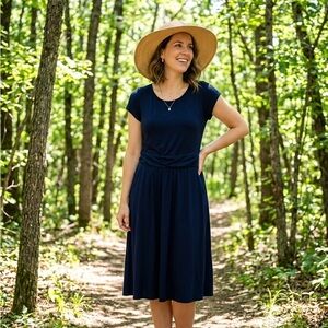 Boden Dark Blue dress with Bright Blue Trim